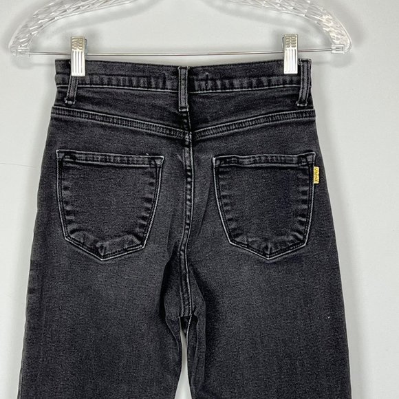 Vibrant MIU Womens Busted Mom Jeans Black Distressed Ripped Cropped size 25 - Picture 9 of 14